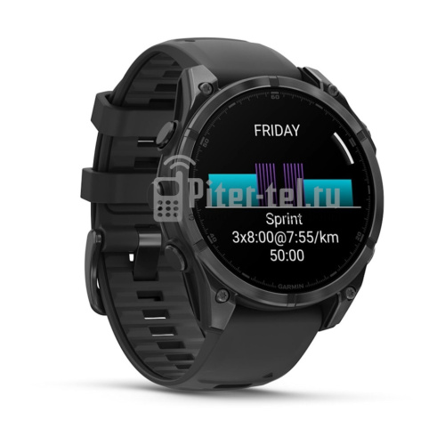 Умные часы Garmin Fenix 8 47mm Amoled Slate Carbon Grey с черным ремешком — фото 3