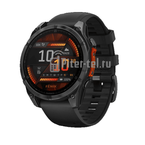 Умные часы Garmin Fenix 8 47mm Amoled Slate Carbon Grey с черным ремешком — фото 1