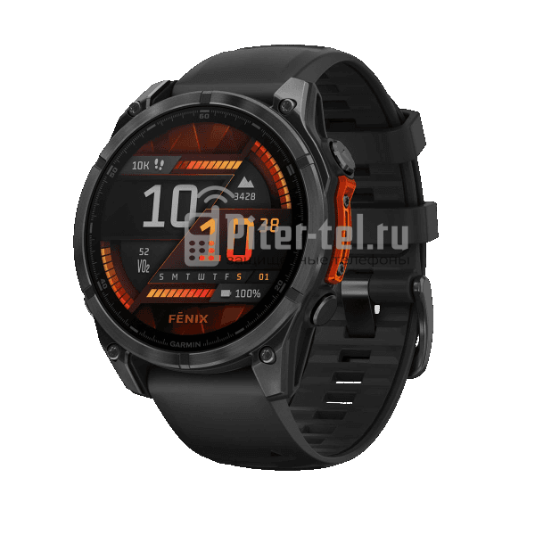 Умные часы Garmin Fenix 8 47mm Amoled Slate Carbon Grey с черным ремешком — фото 2