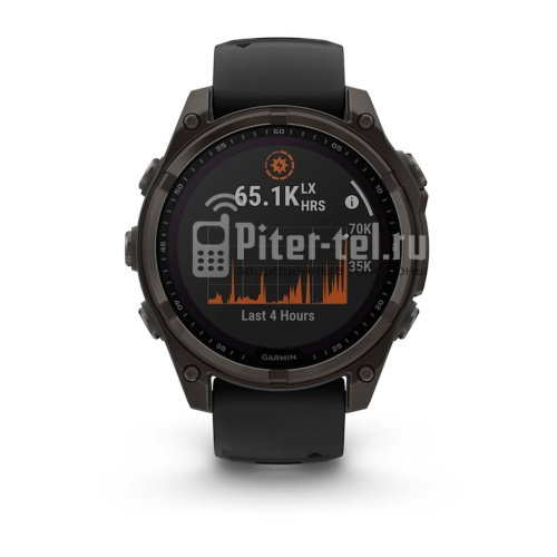 Умные часы Garmin Fenix 8 47mm Sapphire Solar Carbon Grey DLC Titanium с черным ремешком — фото 2