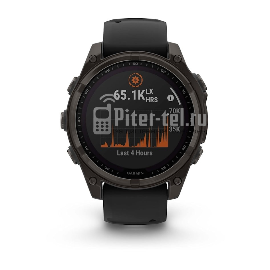 Умные часы Garmin Fenix 8 47mm Sapphire Solar Carbon Grey DLC Titanium с черным ремешком — фото 2
