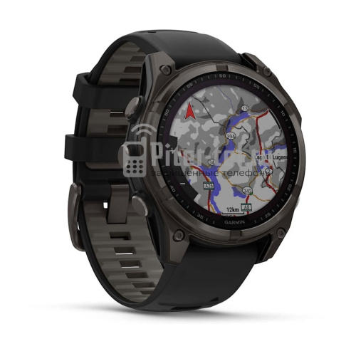 Умные часы Garmin Fenix 8 47mm Sapphire Solar Carbon Grey DLC Titanium с черным ремешком — фото 3