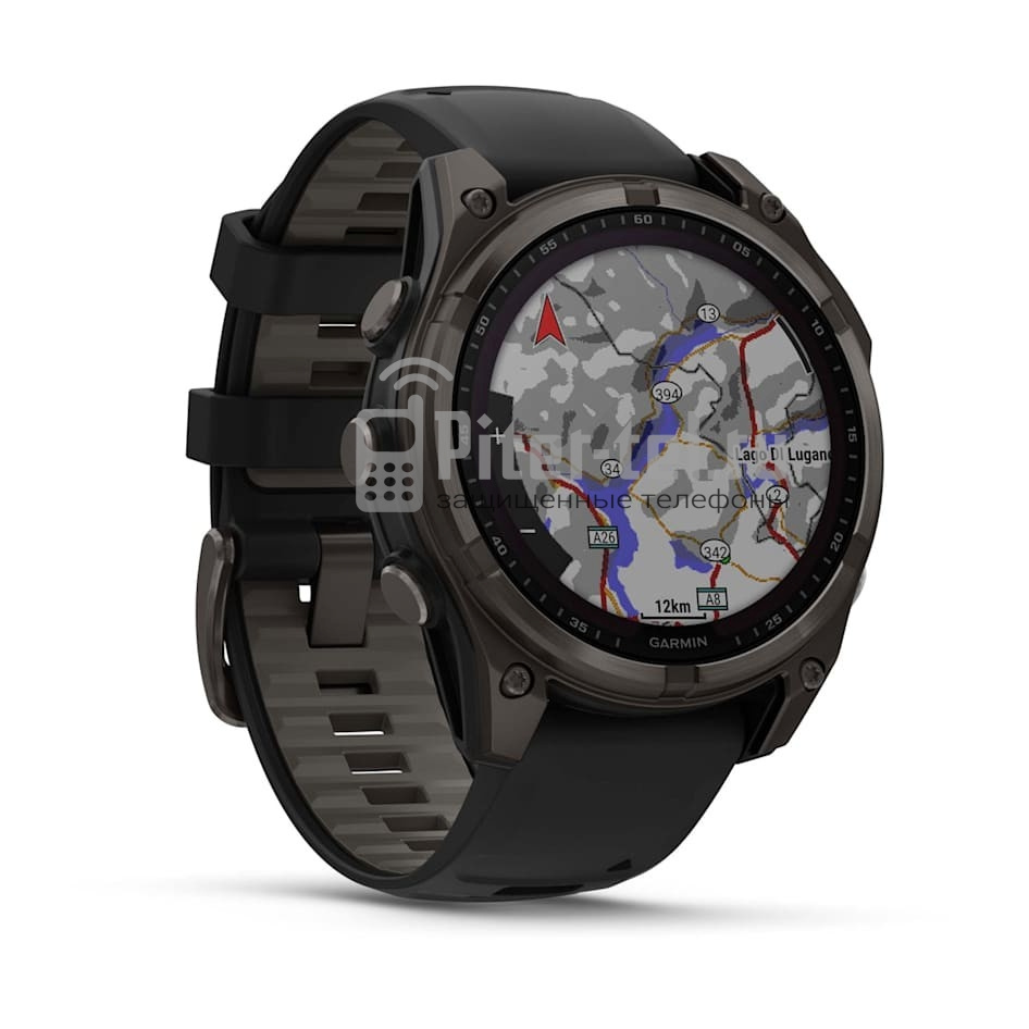 Умные часы Garmin Fenix 8 47mm Sapphire Solar Carbon Grey DLC Titanium с черным ремешком — фото 3