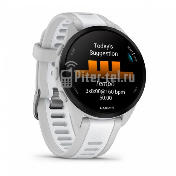 Умные часы Garmin Forerunner 165 Music с белым ремешком