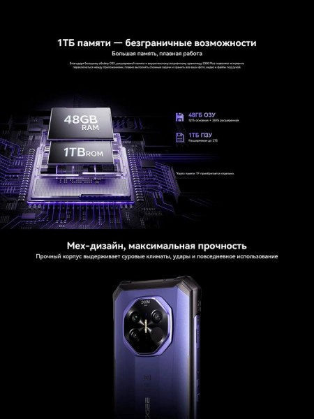 Смартфон Doogee S300 Plus Thermal 12Gb/1Tb Stealth Black — фото 8