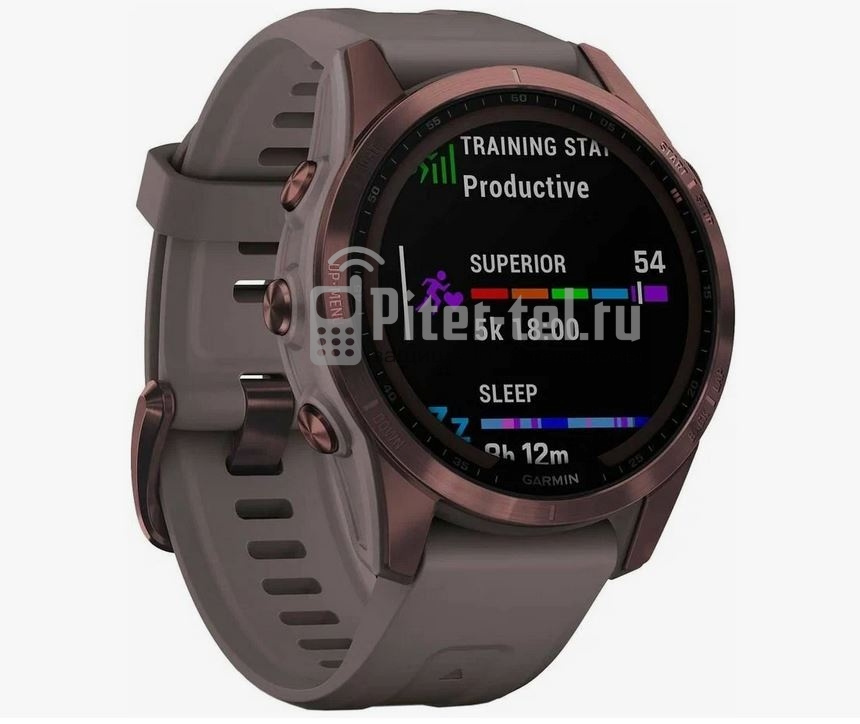 Умные часы Garmin Fenix 7S Sapphire Solar титановый темно-бронзовый с сланцево-серым силиконовым ремешком — фото 4