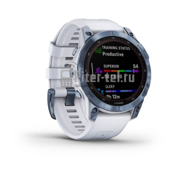 Умные часы Garmin Fenix 7 Sapphire Solar Edition Titanium with Whitestone Band Mineral Blue