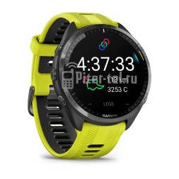 Умные часы Garmin Forerunner 965 черные, темно-серый DLC титановый безель, с желто-черным ремешком