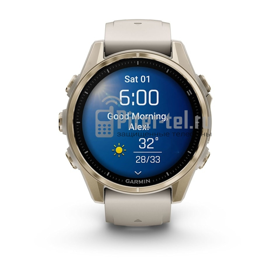 Умные часы Garmin Fenix 8 43mm Amoled Sapphire Soft Gold DLC Титановый с дымчато-серым ремешком — фото 2