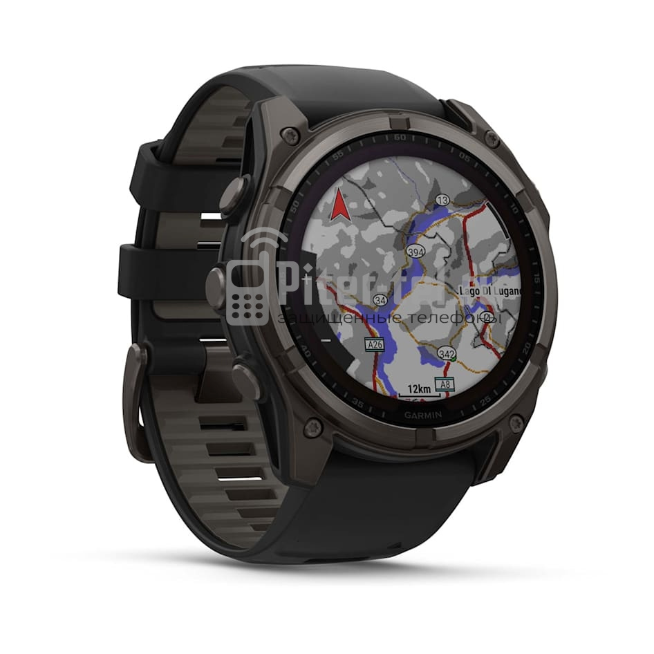 Умные часы Garmin Fenix 8 51mm Sapphire Solar Carbon Grey DLC Titanium с черным ремешком — фото 3