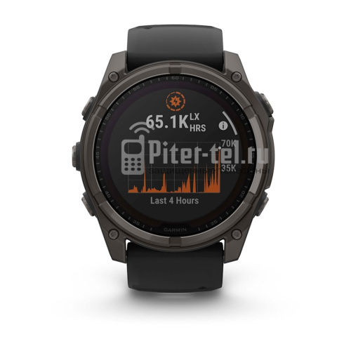 Умные часы Garmin Fenix 8 51mm Sapphire Solar Carbon Grey DLC Titanium с черным ремешком — фото 2
