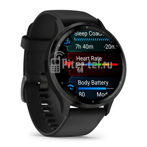 Умные часы Garmin Venu 3 45mm Advanced GPS Smartwatch Black с черным ремешком — фото 3