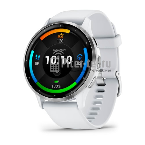 Умные часы Garmin Venu 3 45mm Advanced GPS Smartwatch Silver Whitestone с белым ремешком — фото 1