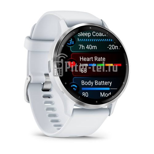 Умные часы Garmin Venu 3 45mm Advanced GPS Smartwatch Silver Whitestone с белым ремешком — фото 3