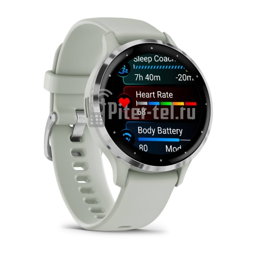 Умные часы Garmin Venu 3S 41mm Advanced GPS Smartwatch Sage Gray Silver с серо-зеленым ремешком — фото 3