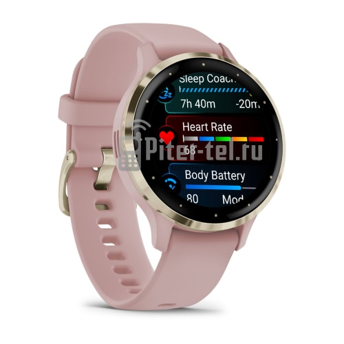 Умные часы Garmin Venu 3S 41mm Advanced GPS Smartwatch Pink Dawn Gold с розовым ремешком — фото 3