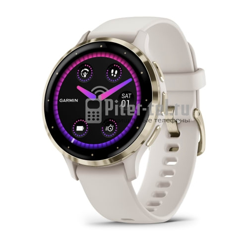 Умные часы Garmin Venu 3S 41mm Advanced GPS Smartwatch Ivory Gold с светло-бежевым ремешком — фото 1