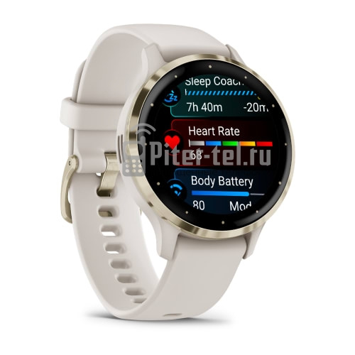 Умные часы Garmin Venu 3S 41mm Advanced GPS Smartwatch Ivory Gold с светло-бежевым ремешком — фото 3