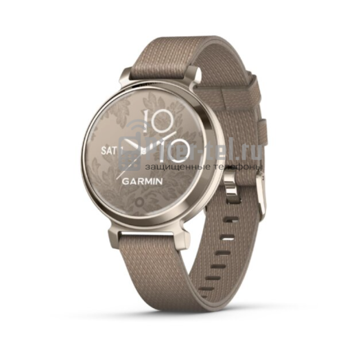 Умные часы Garmin Lily 2 Classic Cream Gold/Coffee Fabric с кофейным ремешком — фото 1