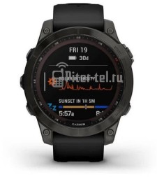 Умные часы Garmin Fenix 7S Sapphire Solar, титановый угольно-серый с черным ремешком